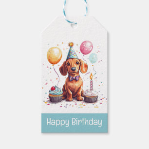Etiqueta Para Presente Cães Dachshund de Aniversário
