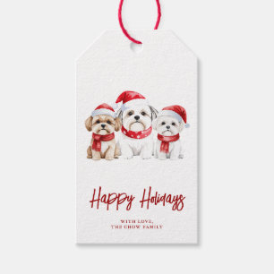 Etiqueta Para Presente Cães de Natal em Aquarela