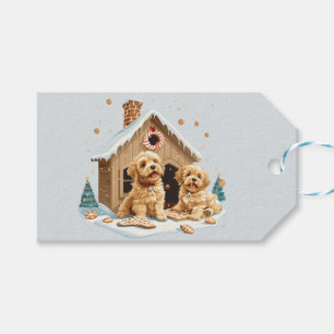 Etiqueta Para Presente Cães Golden Retriever do Natal Casa de Biscoito de