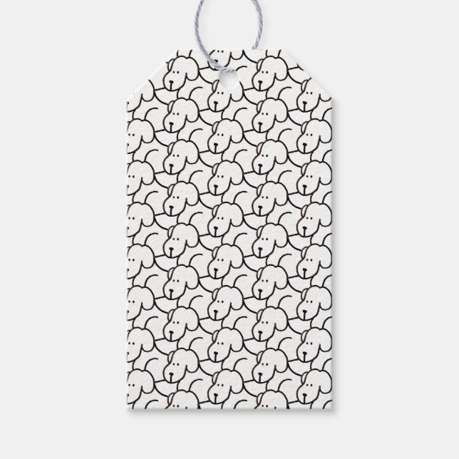 Etiqueta Para Presente Cães Sentados Cartoon Engraçado (Frente)