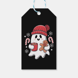 Etiqueta Para Presente Café com Gelo Fantasma Fofo de Natal Retrô Café de