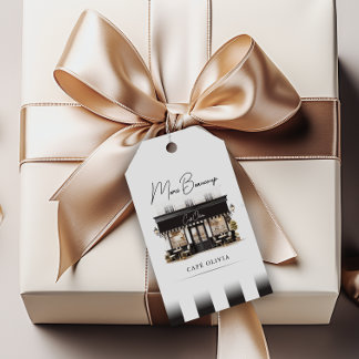 Etiqueta Para Presente Café Preto e Branco Paris Favor de Aniversário