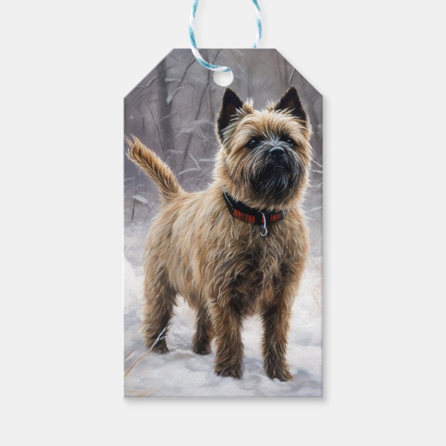 Etiqueta Para Presente Cairn Terrier Deixe Nevar Natal (Frente)