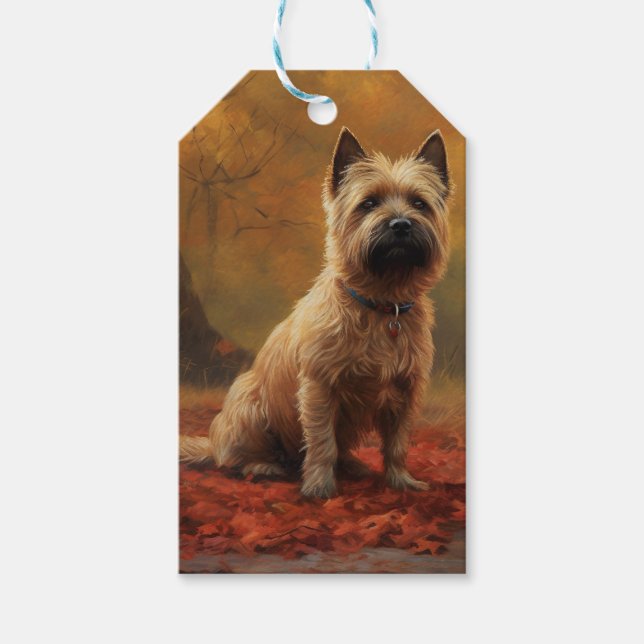 Etiqueta Para Presente Cairn Terrier no outono deixa cair inspiração (Frente)