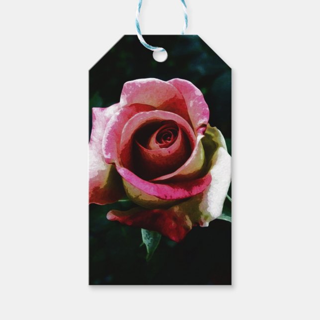 Etiqueta Para Presente caixa de presente de desenho de rosa (Frente)