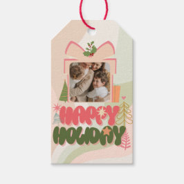 Etiqueta Para Presente Caixa-presente rosa Cartão de Feriado Plano para a