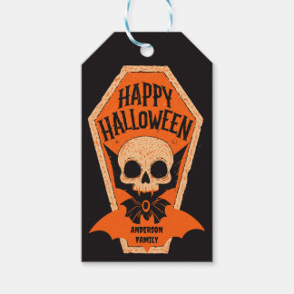 Etiqueta Para Presente Caixão de Vampiro Caveira Assustadora Feliz Dia da