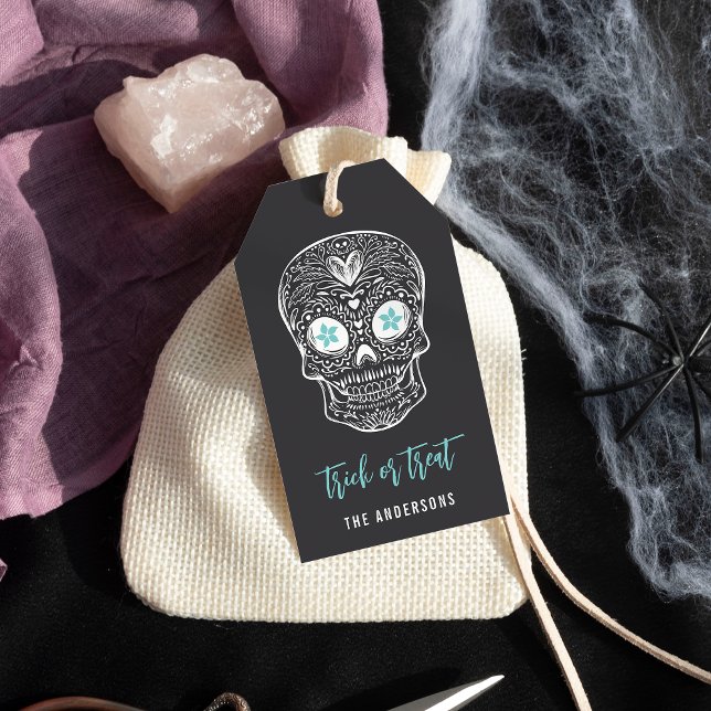 Etiqueta Para Presente Calavera Skull Personalizado Halloween (Criador carregado)