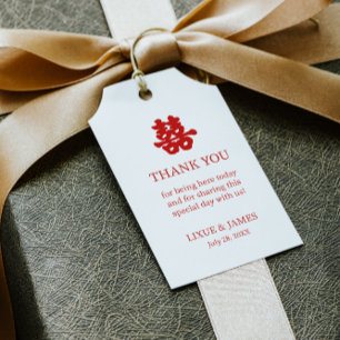 Etiqueta Para Presente Caligrafia chinesa asiática de dupla felicidade br