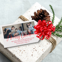 Etiqueta Para Presente caligrafia de natal feliz 2 fotos colagem
