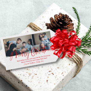 Etiqueta Para Presente caligrafia de natal feliz 2 fotos colagem
