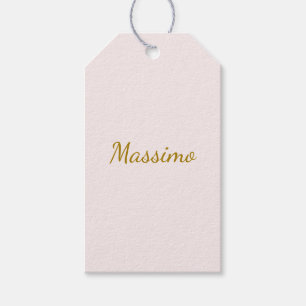 Etiqueta Para Presente Caligrafia Elegante Cor Dourada e Pastel Nome Simp