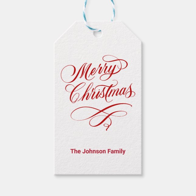 Etiqueta Para Presente Caligrafia Feliz Natal Branco (Frente)