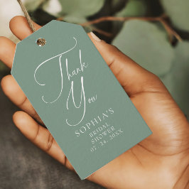 Etiqueta Para Presente Caligrafia Minimalista Verde Obrigado