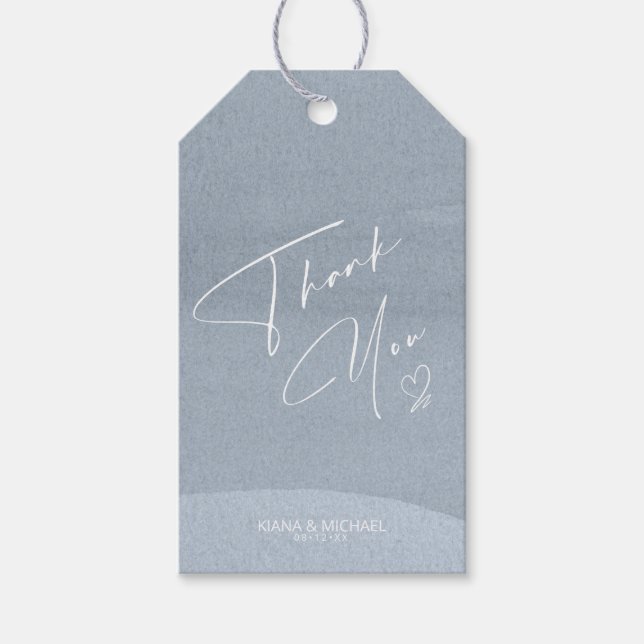 Etiqueta Para Presente Caligrafia Obrigado Heart Dusty Blue ID771 (Frente)