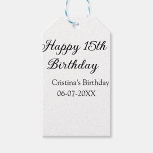 Etiqueta Para Presente caligrafia simples e feliz aniversário de 15