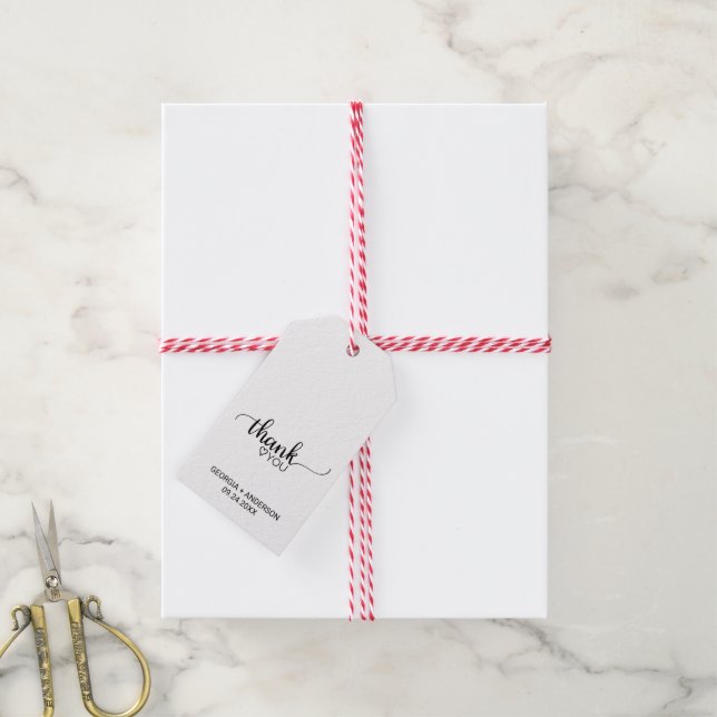 Etiqueta Para Presente Caligrafia Simples, Obrigado Casamento (Com cordão)