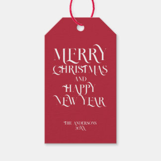 Etiqueta Para Presente Caligrafia Vermelha Natal Elegante Decorativa