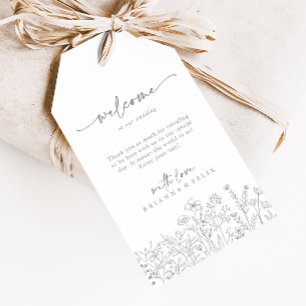 Etiqueta Para Presente Calligrafia Neutral Wildflower Wedding Bem-vindo