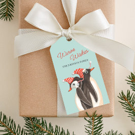 Etiqueta Para Presente Calor de pinguim bonitinho quer Natal personalizad