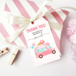 Etiqueta Para Presente Caminhão cor-de-Sorvete Aqui está o Aniversário da