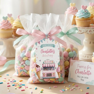 Etiqueta Para Presente Caminhão de Sorvete Pastel Aniversário