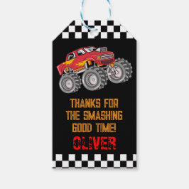 Etiqueta Para Presente Caminhão Monstro Personalizado Obrigado Marca Favo