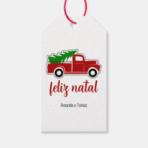 Etiqueta Para Presente Caminhão Rústico Árvore de Natal Gift Tags