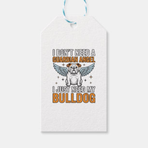 Etiqueta Para Presente Camisa Anjo da Guarda Bulldog Amante de Cães Vinta