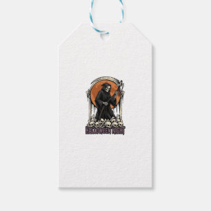 Etiqueta Para Presente Camisa Branca de Gravura Vintage do Ceifador de Ha