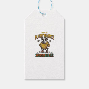 Etiqueta Para Presente Camisa com Citação Engraçada de Bulldog Vintage De