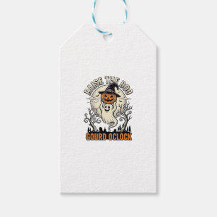 Etiqueta Para Presente Camisa de Abóbora Fantasma Gravura de Halloween Vi
