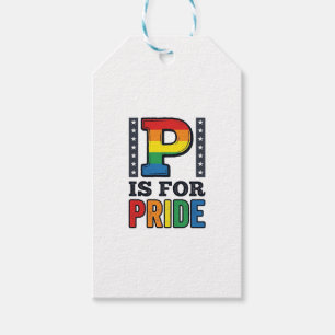Etiqueta Para Presente Camisa de Arco-Íris com Letra P Orgulho Vintage De