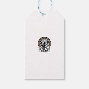 Etiqueta Para Presente Camisa de Cachorro Café Retro Chill Pug Gráfico_1
