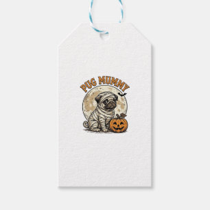 Etiqueta Para Presente Camisa de Cachorro Vintage de Halloween de Pug Múm