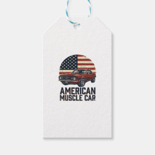 Etiqueta Para Presente Camisa de Carro Musculoso Americano Design de Band
