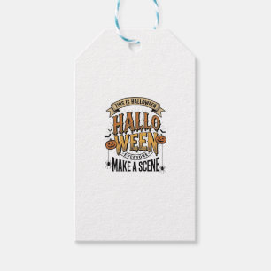 Etiqueta Para Presente Camisa de Cena de Halloween Gravura Vintage Abóbor