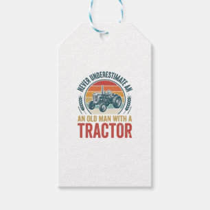 Etiqueta Para Presente Camisa de Citação de Trator Antigo Homem Vintage D