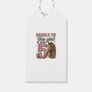 Etiqueta Para Presente Camisa de Cowgirl Cavalgando Menina 5º Aniversário