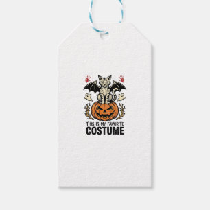 Etiqueta Para Presente Camisa de design de fantasia de gato de abóbora de