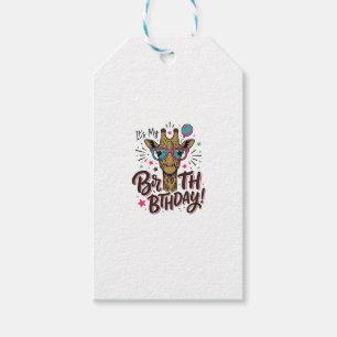 Etiqueta Para Presente Camisa de Festa de Aniversário com Girafa com Grav