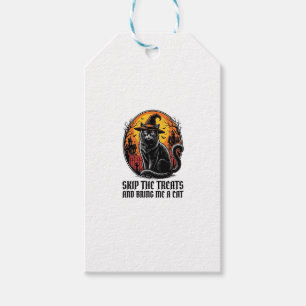 Etiqueta Para Presente Camisa de Gato de Halloween Gravura Vintage Assust