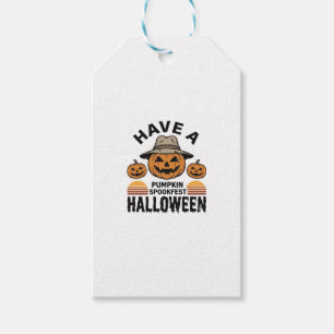 Etiqueta Para Presente Camisa de Gravura Vintage de Halloween de Abóbora 
