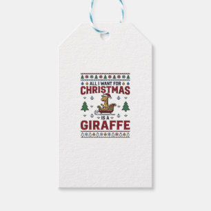 Etiqueta Para Presente Camisa de Natal Funny Giraffe Sleigh Presente de N