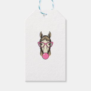 Etiqueta Para Presente Camisa de Óculos Rosa Bubblegum de Cavalo Vintage
