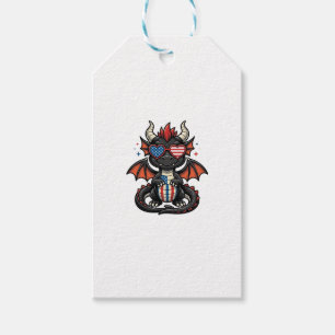 Etiqueta Para Presente Camisa Patriótica Vintage de Bebê Dragão Vector De