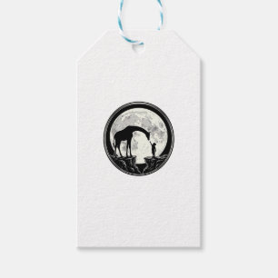 Etiqueta Para Presente Camisa Silhueta Lua Girafa e Criança Vintage_1