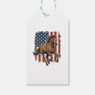 Etiqueta Para Presente Camisa Vetorial Vintage Patriótico Cavalo Bandeira