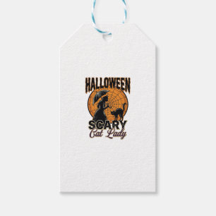 Etiqueta Para Presente Camisa Vintage de Bruxa do Halloween Senhora Gato 