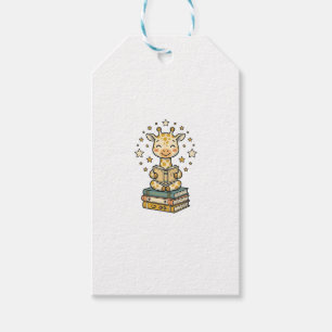 Etiqueta Para Presente Camisa Vintage de Girafa Leitora Fofa Amante de Li